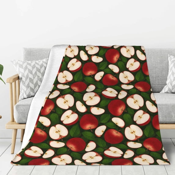 Gaeub Red Fruit Print Flannel Throw Blanket, Home Fleece Throw Blanket for Couch or Bed,Decorative Blankets,Lightweight Fuzzy Flannel Blanket-40"x30"