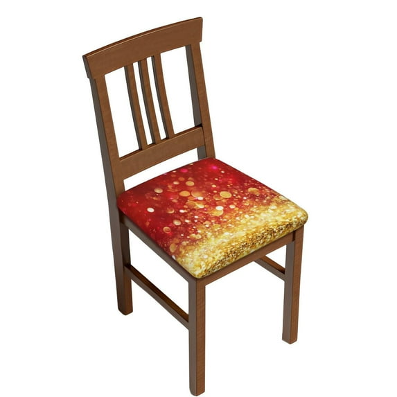 Gaeub Red Gold Glitter Square Chair Seat Covers, Stretch Fitted Printed Chair Seat Cushion Cover for Kitchen, Office - One Size