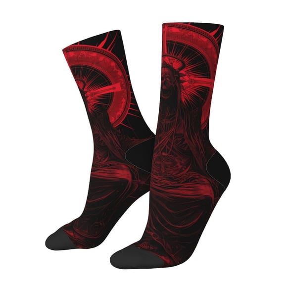 Gaeub Red Gothic Skeleton Throne Print Adult Crew Socks,Mid-Calf Socks,Stylish & Comfortable Adult Socks for Men & Women,Crew Athletic Socks for Sport Running Traveling