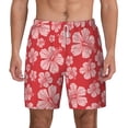 thumbnail image 1 of Gaeub Red Hibiscus Flower Mens Swim Trunks Stretch Beach Shorts Quick Dry for Men Swim Shorts Swimwear with Pockets- Medium, 1 of 9