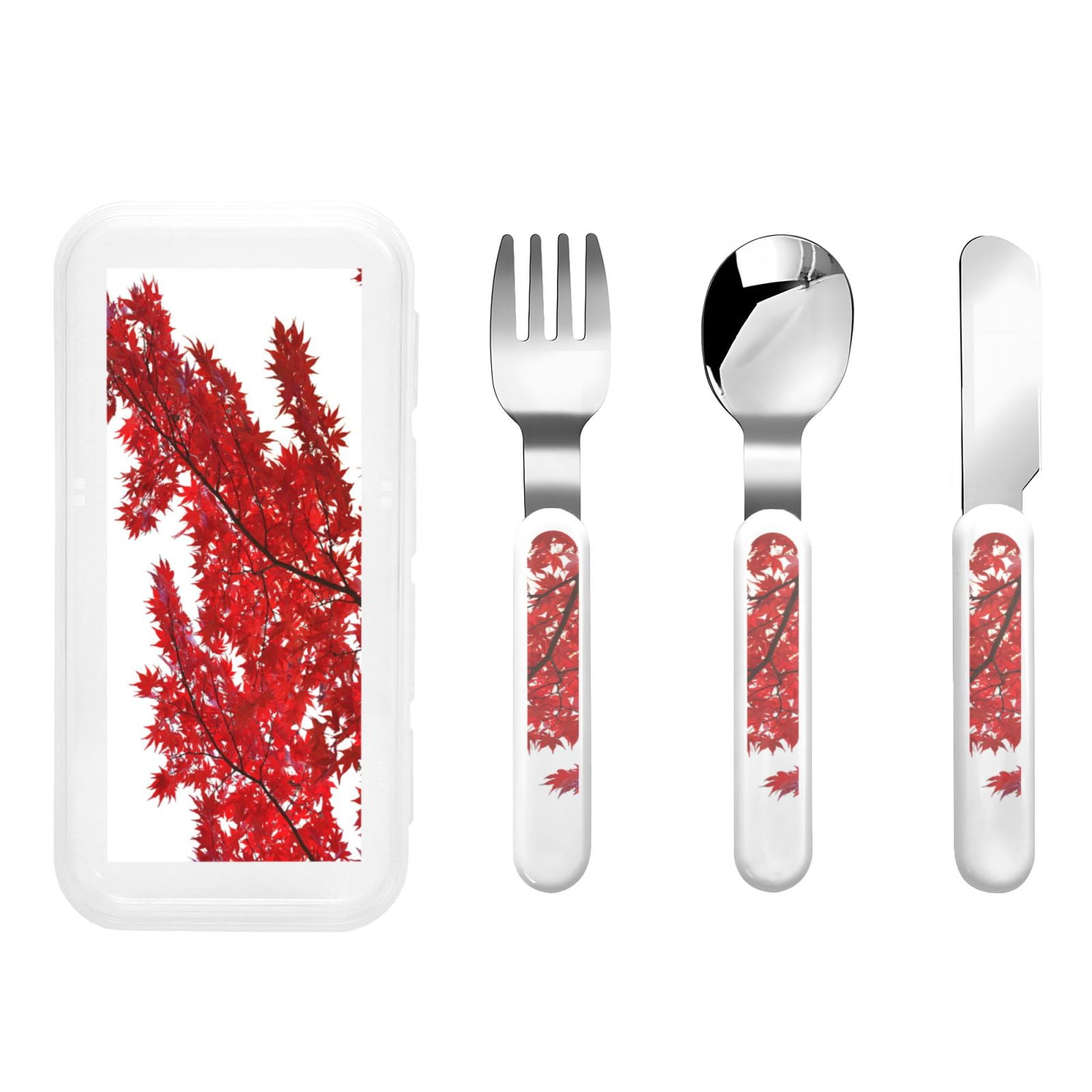 Gaeub Red Maple Leaf Print 3-Piece Children Knife Spoon Fork Set ...