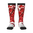 thumbnail image 1 of Gaeub Red Maple Leaf Printed Design Socks Stretchy High Tube Socks for Men Women Teens , Softball Soccer Socks for Hiking, Sport, 1 of 6