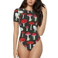 thumbnail image 1 of Gaeub Red Mushrooms Women'S Short Sleeve One Piece Swimsuit Sexy High-Waisted Bodysuit For Swimming, Beach, Sports - X-Large, 1 of 9