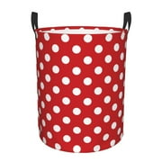Gaeub Red Polka Dot Dirty Clothes Storage Basket, Toy Storage Bin for Storing Clothing, Diapers, Toys - Medium