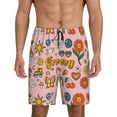 thumbnail image 1 of Gaeub Retro 70s Hippie Printed Men's Short Pajama Pants, Lightweight Lounge & Sleep Bottoms Keep You Cool - XX-Large, 1 of 9
