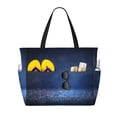 thumbnail image 1 of Gaeub Retro Blue Glitter Print Beach Bag,Large Tote Bag,Waterproof Sandproof Women Tote Bag,Pool Bag with Zipper for Gym Grocery Travel, 1 of 7