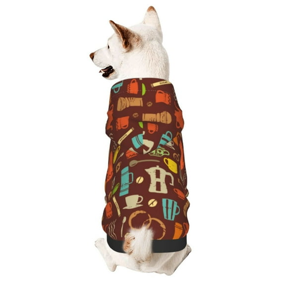 Gaeub Retro Coffee Dog Hoodie Sweatshirts Warm Dog Clothes for Small Dogs,Puppy and Cat Costume-Large