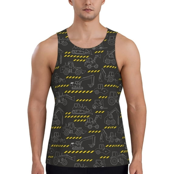 Gaeub Retro Excavator Men's Athletic Tank Top, Workout Sleeveless Shirts, Running Tank Tops for Gym, Running, Training - X-Large
