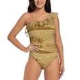 thumbnail image 1 of Gaeub Retro Palm Tree Women's One Shoulder Ruffle Tummy Control Swimwear for Swimming Surfing Beach Party - XX-Large, 1 of 8