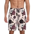 thumbnail image 1 of Gaeub Retro Red Black Roses Printed Men's Short Pajama Pants, Lightweight Lounge & Sleep Bottoms Keep You Cool - Medium, 1 of 9