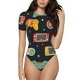 thumbnail image 1 of Gaeub Retro Video Game Women'S Short Sleeve One Piece Swimsuit Sexy High-Waisted Bodysuit For Swimming, Beach, Sports - Small, 1 of 9