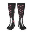 thumbnail image 1 of Gaeub Ribbon Breast Cancer Awareness Printed Design Socks Stretchy High Tube Socks for Men Women Teens , Softball Soccer Socks for Hiking, Sport, 1 of 6