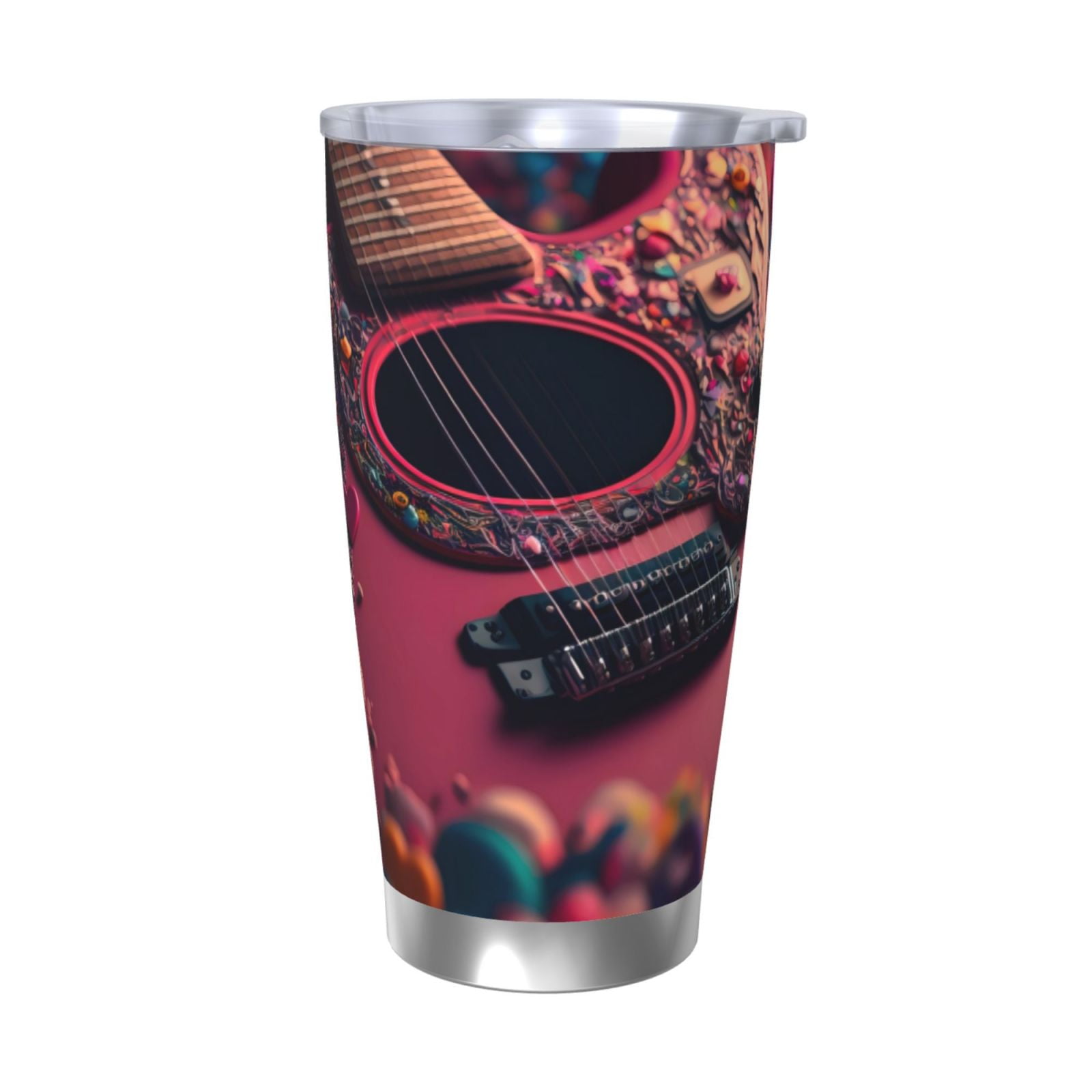 Gaeub Romantic Heart Guitar Print 20-Ounce Stainless Steel Car Cup ...