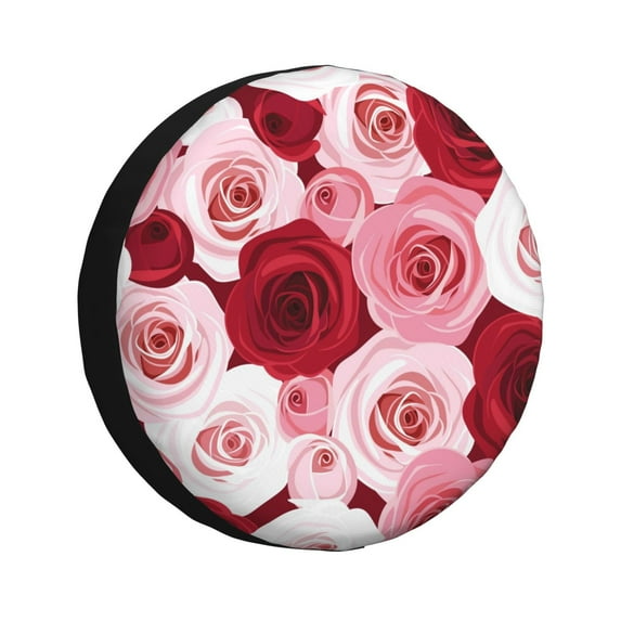 Gaeub Rose 14-17in Tire Cover, Spare Tire Cover, for Camper Caravan, Trailer, Car, Truck, SUV, Jeep - 15 inch