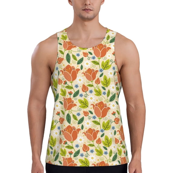 Gaeub Rose Daisy Men's Athletic Tank Top, Workout Sleeveless Shirts, Running Tank Tops for Gym, Running, Training - 3X-Large