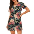 thumbnail image 1 of Gaeub Rose Flowers Print Women's Short-Sleeved Nightdress,Loose Comfy Pajama Sleepwear,Summer Night-dresses for Women, 1 of 6