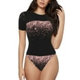 thumbnail image 1 of Gaeub Rose Gold Glitter1 Print Women's Short Sleeve One Piece Swimsuit Sexy High-Waisted Bodysuit Bathing Suit for Swimming, Beach, Sports-Small, 1 of 7