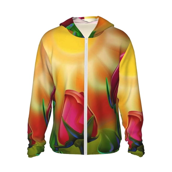 Gaeub Rose Psychedelic Men's and Women's UPF 50+ Long-Sleeved Sun Protection Clothing, Fishing Shirt Long Sleeve Zip - X-Large