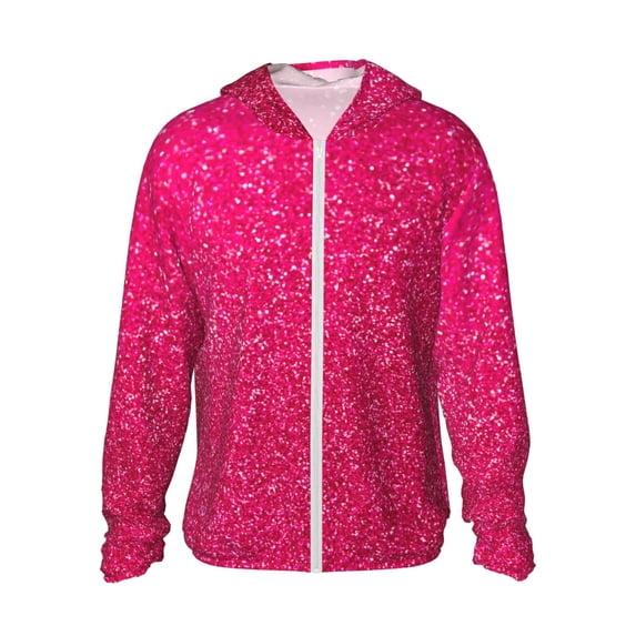 Gaeub Rose Red Glitter Men's and Women's UPF 50+ Long-Sleeved Sun Protection Clothing, Fishing Shirt Long Sleeve Zip-Medium