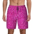 thumbnail image 1 of Gaeub Rose Red Glitter Mens Swim Trunks Stretch Beach Shorts Quick Dry for Men Swim Shorts Swimwear with Pockets- Large, 1 of 9