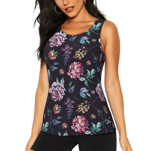 Gaeub Roses Flowers Women's Workout Tank Tops Lightweight Sleeveless Shirts for Women for Athletic Running Tennis Yoga - Large
