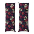 thumbnail image 1 of Gaeub Roses Skulls Printed Long Body Pillowcase Envelope Closure 1 Pack Wrinkle for Night Sweats - 20x54 in, 1 of 8