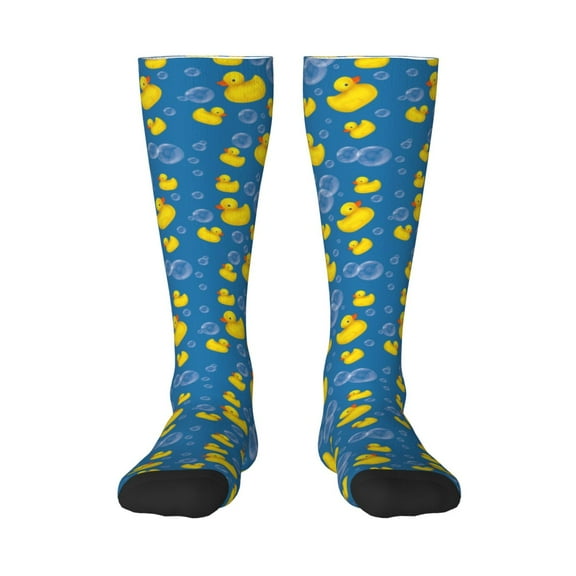 Gaeub Rubber Duck Printed Design Socks Stretchy High Tube Socks for Men Women Teens , Softball Soccer Socks for Hiking, Sport