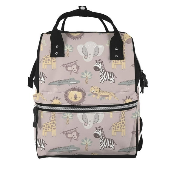 Gaeub Safari Animals Print Mummy Diaper Bag Backpack,Durable Maternity Baby Nappy Casual Shoulder Bags,Travel Hiking Outdoor Pack