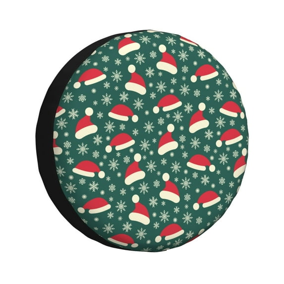 Gaeub Santa Hat Joy Green Festive 14-17in Tire Cover, Spare Tire Cover, for Camper Caravan, Trailer, Car, Truck, SUV, Jeep-16 inch
