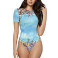thumbnail image 1 of Gaeub Sea And Fish Women'S Short Sleeve One Piece Swimsuit Sexy High-Waisted Bodysuit For Swimming, Beach, Sports - Large, 1 of 9