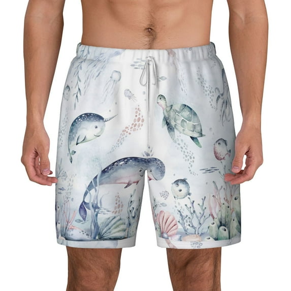 Gaeub Sea Animals Mens Swim Trunks Stretch Beach Shorts Quick Dry for Men Swim Shorts Swimwear with Pockets- 3X-Large