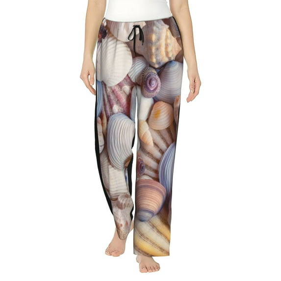 Gaeub Sea Shells Soft Pajama Pants for Women, Wide Leg Comfy Casual Lounge Yoga Capri Pants Wide Leg-X-Large