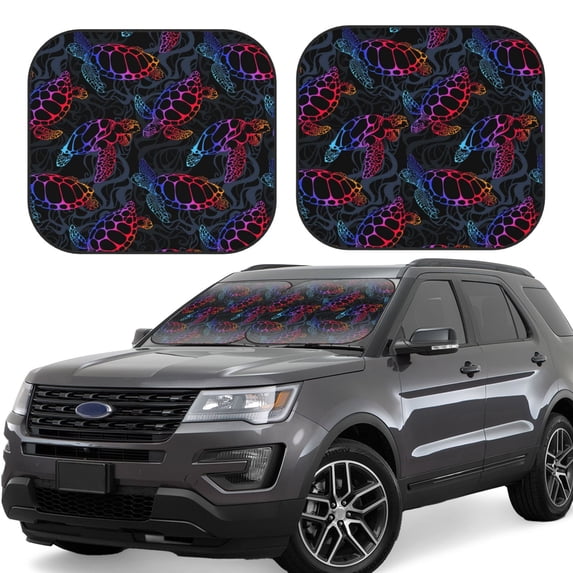 Gaeub Sea Turtle Foldable Auto Sun Blocker Visor, Sunshade for Car Front Window, Keeps Your Vehicle Cool - Medium