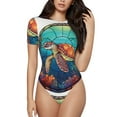 thumbnail image 1 of Gaeub Sea Turtle In Coral Women'S Short Sleeve One Piece Swimsuit Sexy High-Waisted Bodysuit For Swimming, Beach, Sports - Medium, 1 of 9