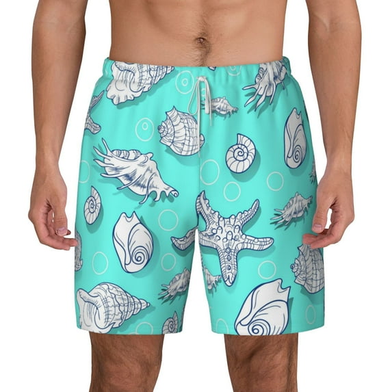 Gaeub Seashell And Starfish Mens Swim Trunks Stretch Beach Shorts Quick Dry for Men Swim Shorts Swimwear with Pockets- XX-Large