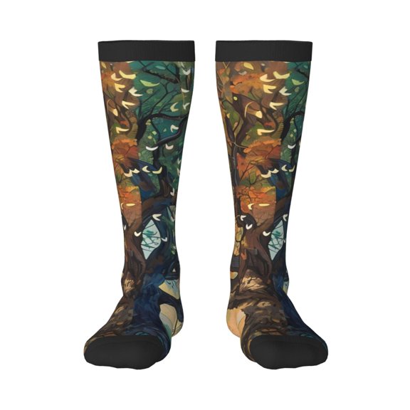 Gaeub Seasonal Tree Reflection Printed Design Socks Stretchy High Tube Socks for Men Women Teens , Softball Soccer Socks for Hiking, Sport