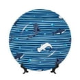 thumbnail image 1 of Gaeub Sharks on White Blue Striped Print Ceramic Plate,Dinner Plates,Bone China Decorative Plates with Display Stand,Art Ceramic Ornaments for Wall Hanging Decoration-8in, 1 of 6