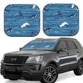 thumbnail image 1 of Gaeub Sharks on White Blue Striped Foldable Auto Sun Blocker Visor, Sunshade for Car Front Window, Keeps Your Vehicle Cool - Medium, 1 of 6