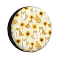thumbnail image 1 of Gaeub Shiba Inu Dog and Sunflower 14-17in Tire Cover, Spare Tire Cover, for Camper Caravan, Trailer, Car, Truck, SUV, Jeep - 15 inch, 1 of 9