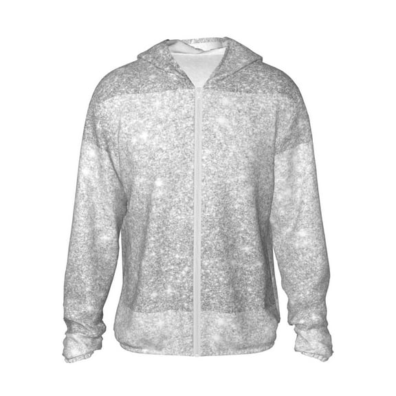 Gaeub Silver Glitter Men's and Women's UPF 50+ Long-Sleeved Sun Protection Clothing, Fishing Shirt Long Sleeve Zip - Small