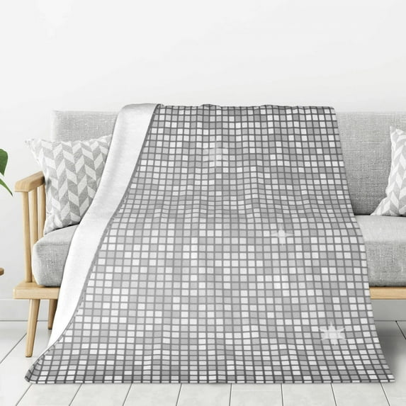 Gaeub Silver Mosaic Print Flannel Throw Blanket, Home Fleece Throw Blanket for Couch or Bed,Decorative Blankets,Lightweight Fuzzy Flannel Blanket-40"x30"