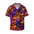 thumbnail image 1 of Gaeub Skull Men's Lapel Short Sleeve Shirt, Relaxed Fit Shirt, Soft and Breathable for Outdoors Party Travel - Large, 1 of 7