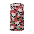 thumbnail image 1 of Gaeub Skull and Roses Men's Mesh Basketball Jersey, Quick-Drying Sleeveless Top S-4XL, Loose Muscle Tank Top -X-Large, 1 of 9