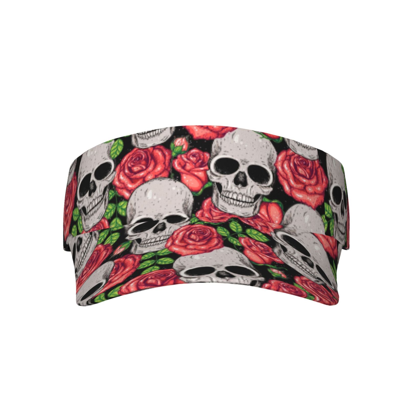 Sun Cap Roses Gaeub Skull and Roses Sun Visor Hats with Empty Top and Adjustable, UV ...