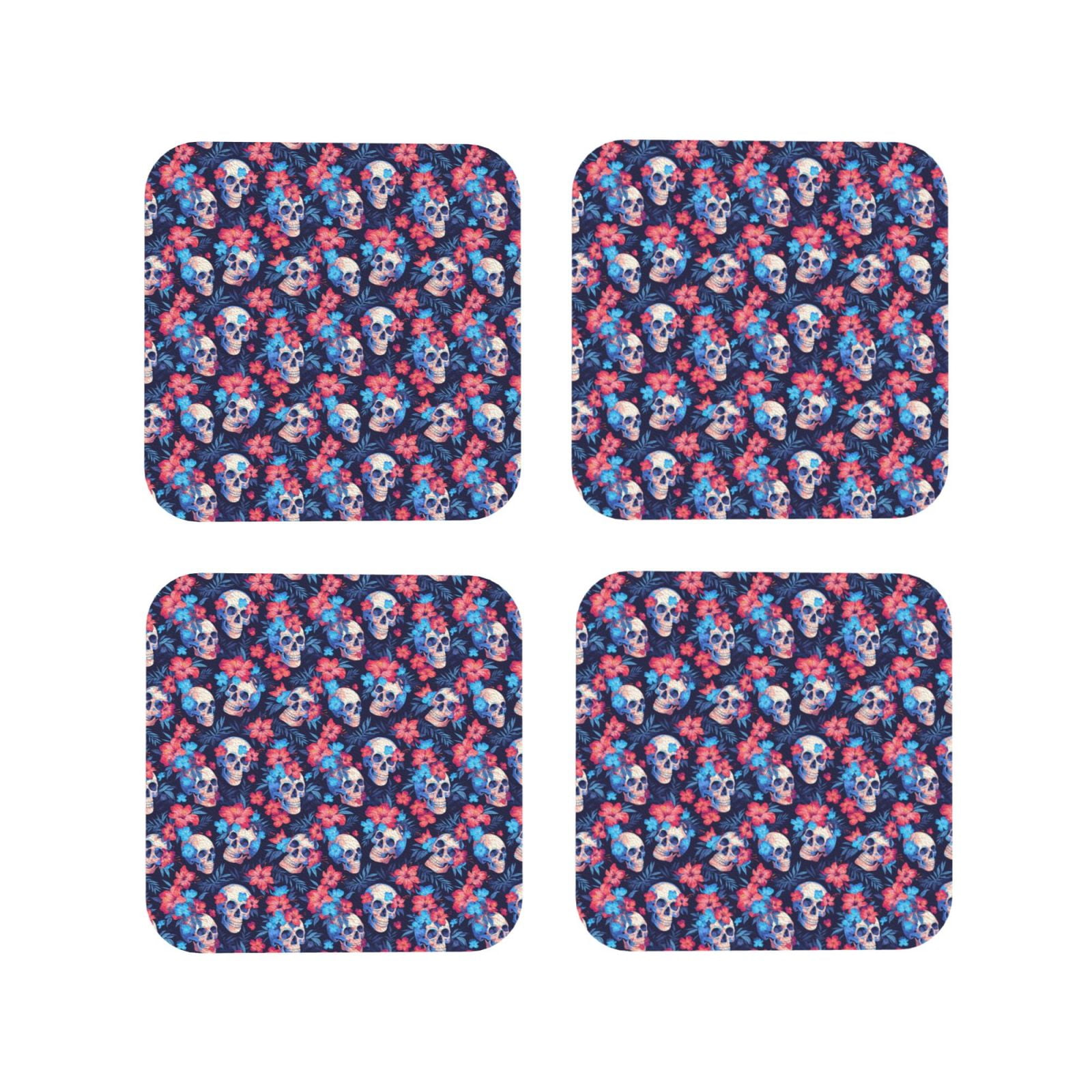 Pevtufa Spring Flower Leather Coasters - Set Of 4 PU Leather Drink Coasters For Table Protection 3 thumbnail image
