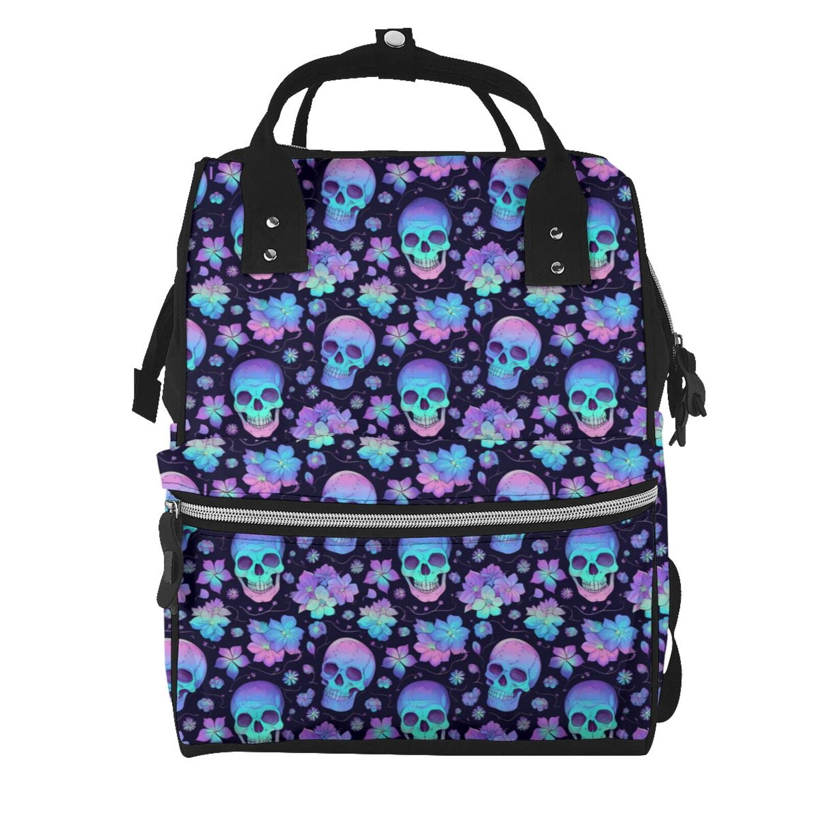 Gaeub Skull flower funny Print Mummy Diaper Bag Backpack,Durable Maternity Baby Nappy Casual Shoulder Bags,Travel Hiking Outdoor Pack