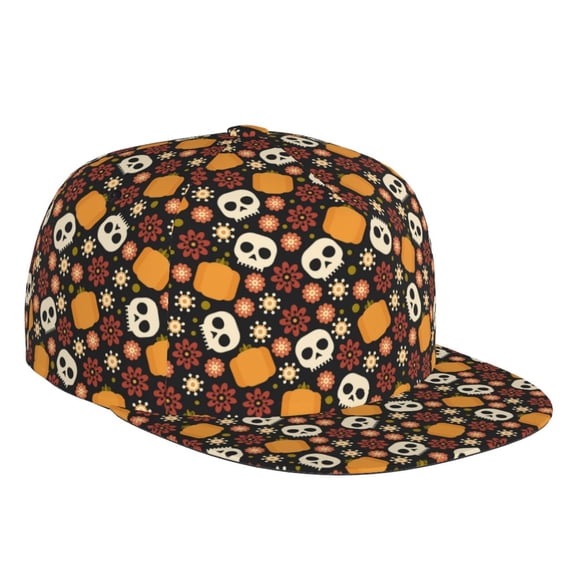 Gaeub Skulls Flat Bill Snapback Hats Baseball Caps with Adjustable for Running Workouts and Outdoor Activities