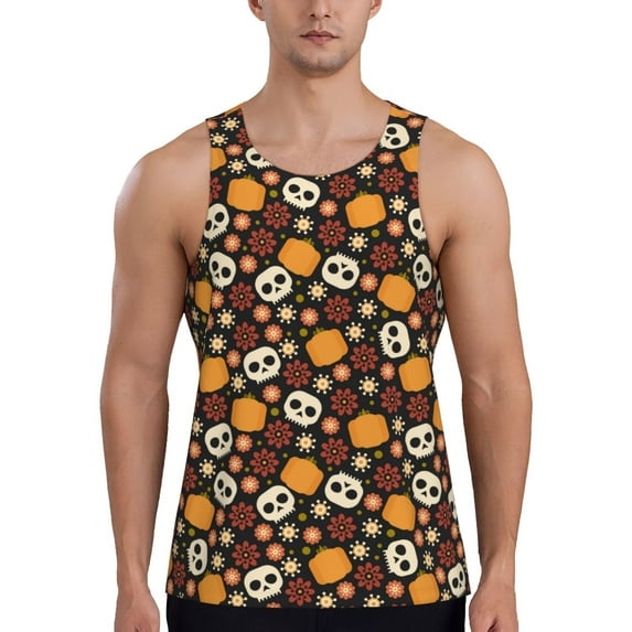 Gaeub Skulls Men's Athletic Tank Top, Workout Sleeveless Shirts, Running Tank Tops for Gym, Running, Training - 4X-Large