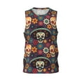 thumbnail image 1 of Gaeub Skulls and Flowers Men's Mesh Basketball Jersey, Quick-Drying Sleeveless Top S-4XL, Loose Muscle Tank Top -Small, 1 of 9