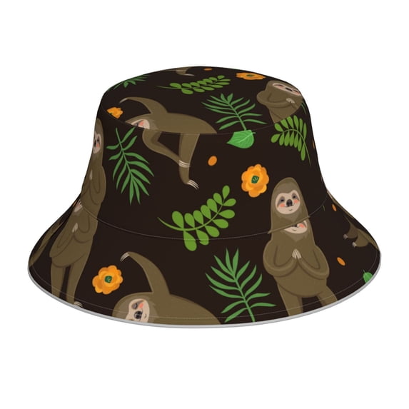 Gaeub Sloth Doing Yoga Printed Double Sided Reflective Bucket Hat Foldable Sun Hat for Camping Hiking Fishing